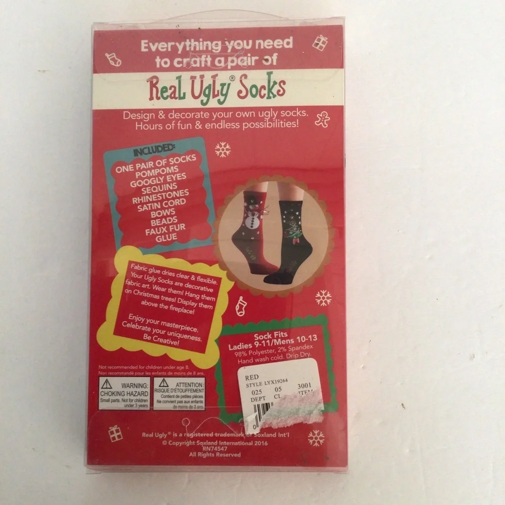 SOXLAND REAL UGLY DESIGN YOUR OWN CHRISTMAS SOCKS NWT